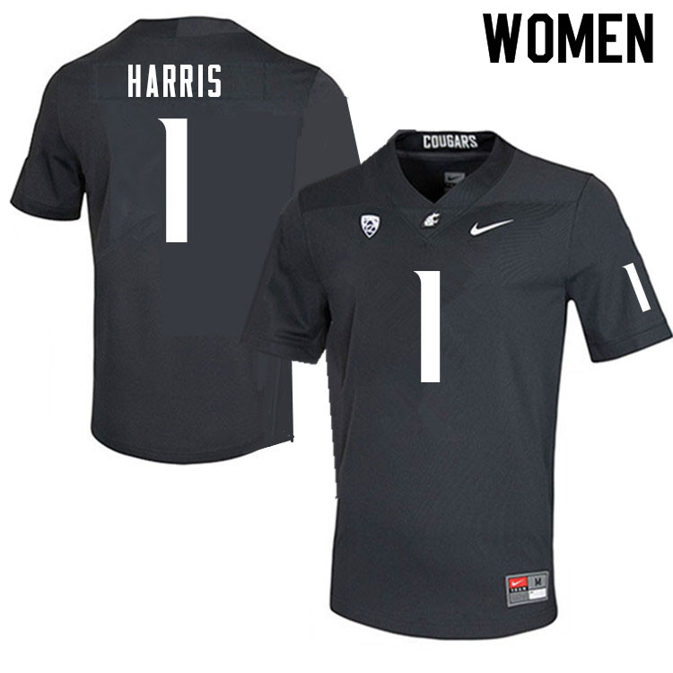 Women #1 Travell Harris Washington Cougars College Football Jerseys Sale-Charcoal - Click Image to Close